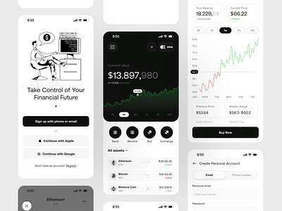 Cryps - Crypto Mobile App android app design bitcoin blockchain clean crypto crypto currentcy crypto exchange cryptocurrency design ethereum ios minimalist mobile mobile app trade ui ui ux uidesign uiux