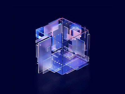 GPT4 Cube model 3d ai animation base branding data dots glass gpt3 gpt4 hebbia identity illustration model motion open panels saas search stars