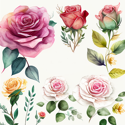 Rose Flower Spring Watercolor art