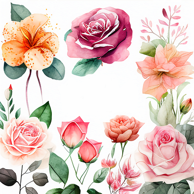 Rose Flower Spring Watercolor art