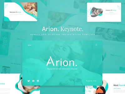 Arion Keynote arion beauty creative elegant feminine google slides green keynote minimalist modern powerpoint presentation salon simple skincare spa template white