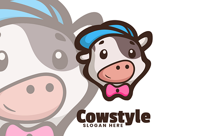 Cowstyle animal branding cute mascot design graphic design illustration logo vector