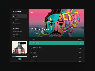 Daily UI : Music Player app design flat minimal ui ux