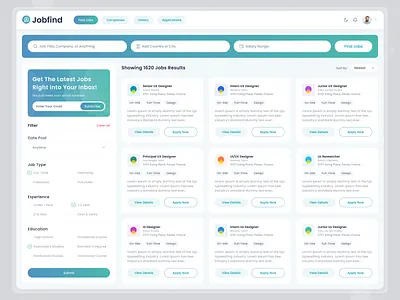 Job Finder Platform Dashboard dashboard dashboard design hiring platform job job board job finder job finder dashboard job listing job platform job platform dashboard job portal job search job seeker minimal plarform portal ui design web app website work finder