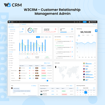 W3CRM - Bootstrap Admin Dashboard Template admin dashboard design product design ui uiux website