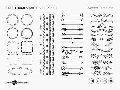 Free Frames and Dividers Set (PSD, AI, EPS, PNG) divider divider set dividers frame frames frames and dividers free freebie photoshop psd template templates vector vectors