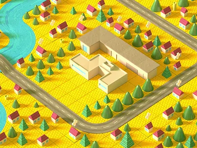 Health Center 3d 3d animation animating animation c4d cinema4d countryside design houses isometric isometric design map modeling mograph motion motion design motion graphic motion graphics village