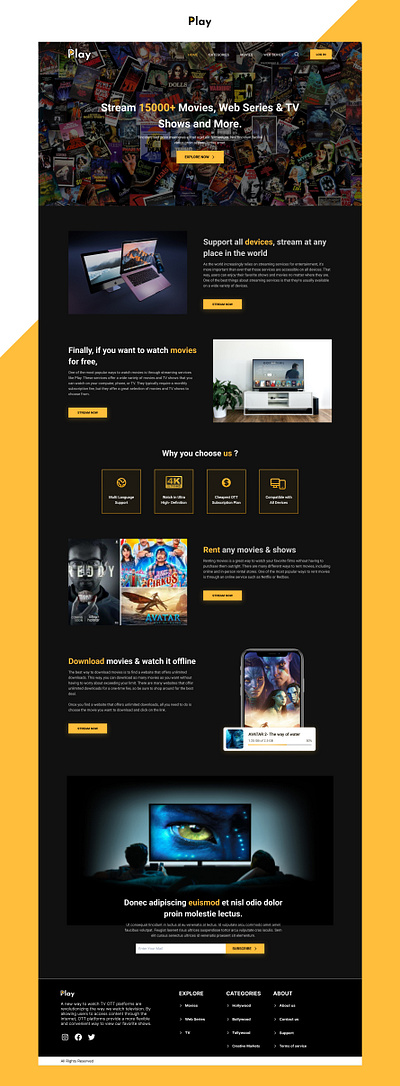 OTT Streaming Website clean design logo movies ott ui web design web series website design