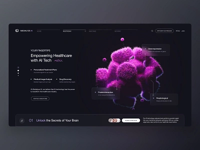 Medialyze AI - Medical Startup Landing Page 3d ai medicine artificial intelligence blood brain dorctor health startup healthcare heart desease hospital landing page medical medicine pressure skin care technology treatment ux ui web design website design