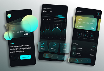 Finance Aplication design finace glassmorphism mobile ui ux