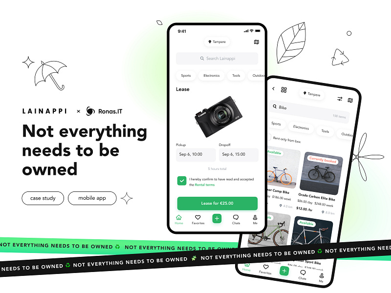 Lainappi: mobile app for renting, iOS/Android UI