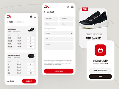 Anta | E-commerce | Cart & Checkout anta app boots branding cart checkout design e commerce graphic design illustration logo minimal mobile product shoes shop sneakers store ui ux