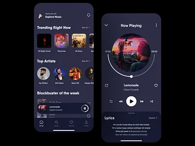 Music App UI Design design mobile app mobile design music app ui ui inspiration uidesign ux uxdesign