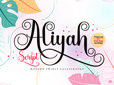 Aliyah - Swirly Calligraphy Font bouncy font calligraphy cool font cursive font fonts handwriting handwritten font lettering modern font pretty font script script font swirl font swirly font typeface typography wedding font whimsical font