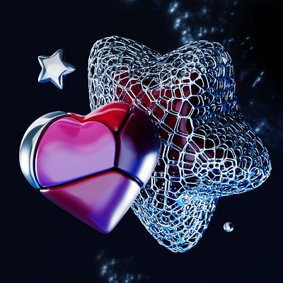 heart+star 3d cg heart icons star