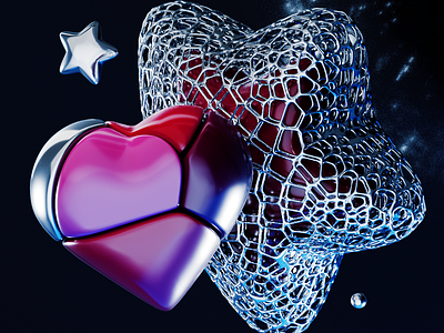 heart+star 3d cg heart icons star