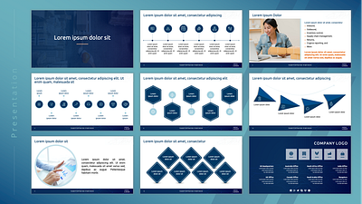 Dark blue PPT Template graphic design infographics pitch deck powerpoint ppt presentation