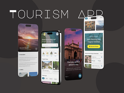 Tourism App for Vacation Mode | UI/UX Design | Flutter application tourism tourist tourist app ui uiux vactionapp webdesign