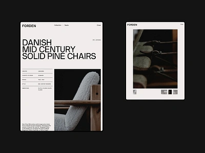 Forden — Vintage furniture seller website clean furniture grid layout minimal online store product card product page store typography ui ux vintage web web design webdesign website