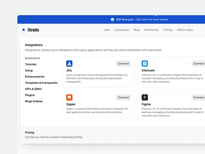 Stratis UI - Mega menu clean dashboard design dropdown integrations interface landing mega menu minimal product ui ui design ui kit ux ux design web web design website