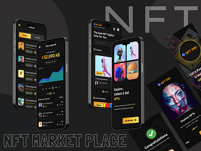 NFT Market Place UI App Design | Figma | Flutter appdesign application figma graphics market place nft nft market place uiux web webdesign