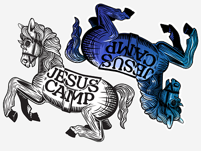 Jesus Camp (Rock Band) Designs band band logo band merch boston branding carosel character design graphic design horse horses illustration illustrator logo merch music rocking horse vector vintage woodblock