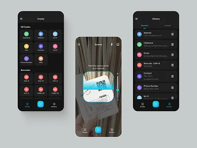 Scanny: Barcode QR Code Reader android barcode barcode reader design material product design qr qr reader qr scanner qrbarcode ui usability