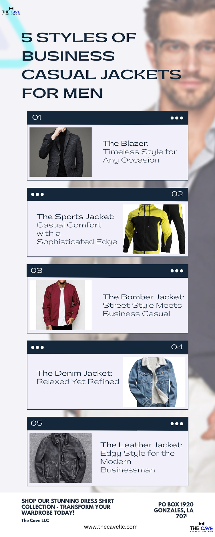5 Styles of Business Casual Jackets for Men by The Cave LLC on Dribbble