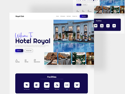 Hotel Booking Minimal Website UI Design | UI UX Design blue blur booking website design hotel latest ui design soft ui trending ui design ui uiux webdesign website design