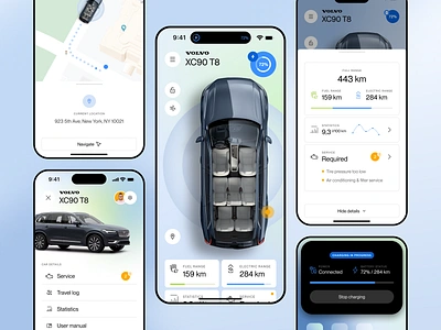 Volvo Cars App app app design appdesigner application automotive car dynamic island electric electric car electricity iphone iphone 14 map mobile app product design smart car ui user interface ux volvo