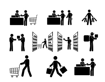 shopping buy ecomerce icon icon figure illustration pay shop stickman
