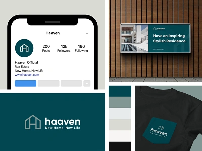 Haaven - Property - Branding animation banner branding design dipa inhouse graphic design green house logo property stationary