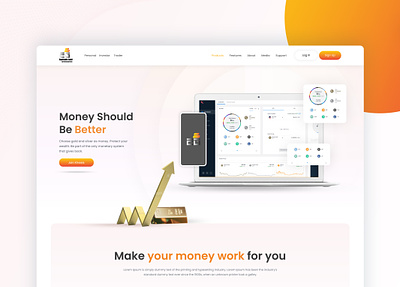 Gold investment site branding design landingpage photoshop ui web web design