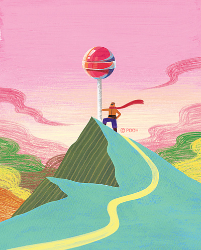 PIXPILLS X Chupa Chups art artist digital painting drawing illust illustration landscape painting pink