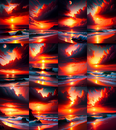 Red Beach Sunset beach clouds design digital download fantasy floral graphic design illustration red beach sunset sunset