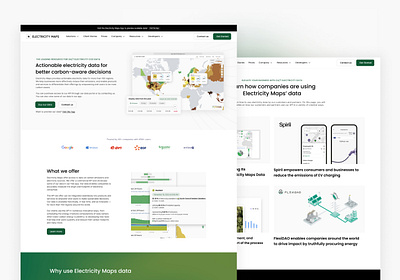 Electricity Maps Website cases data electricity electricity data frontpage home page illustration interface design landing page map minimal redesign ui ux web webflow website