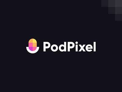 PodPixel - modern podcast logo branding data geometric identity logo mark microphone modern pod podcast radio software sound startup symbol tech technology