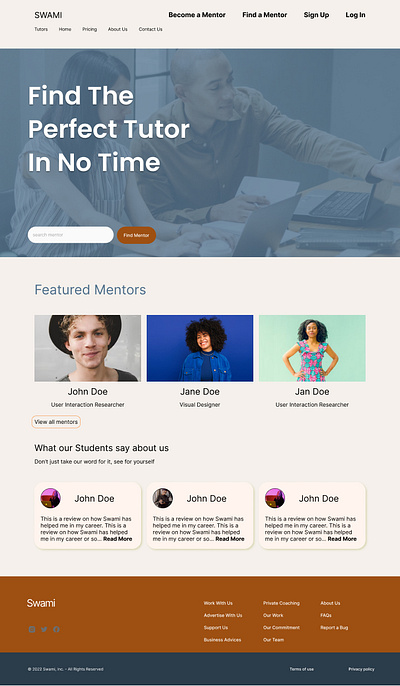 Swami Mentor Homepage figma homepage design ui