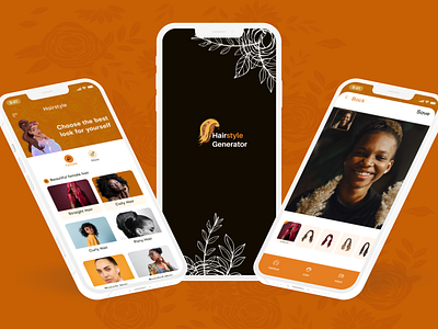 Hair Generator App app brown design female generator hair look male mobile presentation productdesign ui uiux