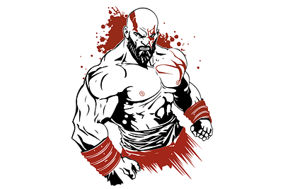 Kratos gaming character art character game graphic design illustration tracing