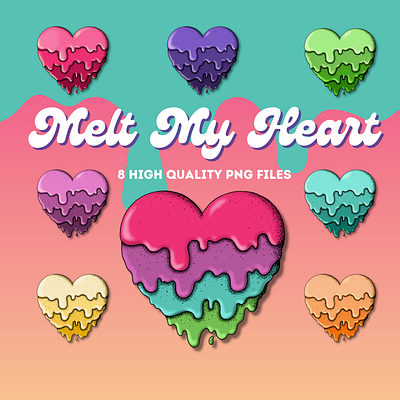 Melt My Heart Digital Elements, Clipart Set branding clipart design digital illustration graphic design graphic elements heart graphics heart illustration heart logo illustration logo vector
