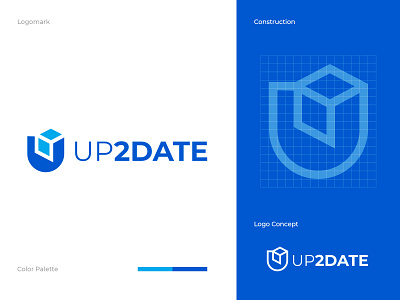 Up2Date Logo Concept color concept console cube d date design game line logo mark online p production sign software symbol u up2date video