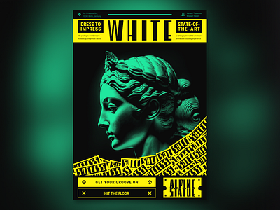 WHITE | Techno Style & Gradient Map banner classic design gradient graphic design green poster statue ticket yellow