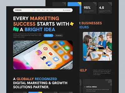 Digital Marketing Agency Website branding design digital agency digital marketing digital marketing landing page digital marketing website homepage landing page marketing marketing agency marketing agency landing page marketing agency website ui design uiux web design web ui website