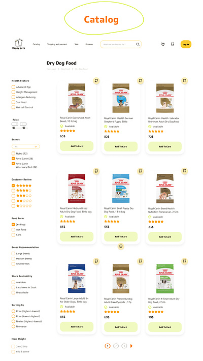 Catalog Page to PetFood Store design ecommerce store ui ux webdesign