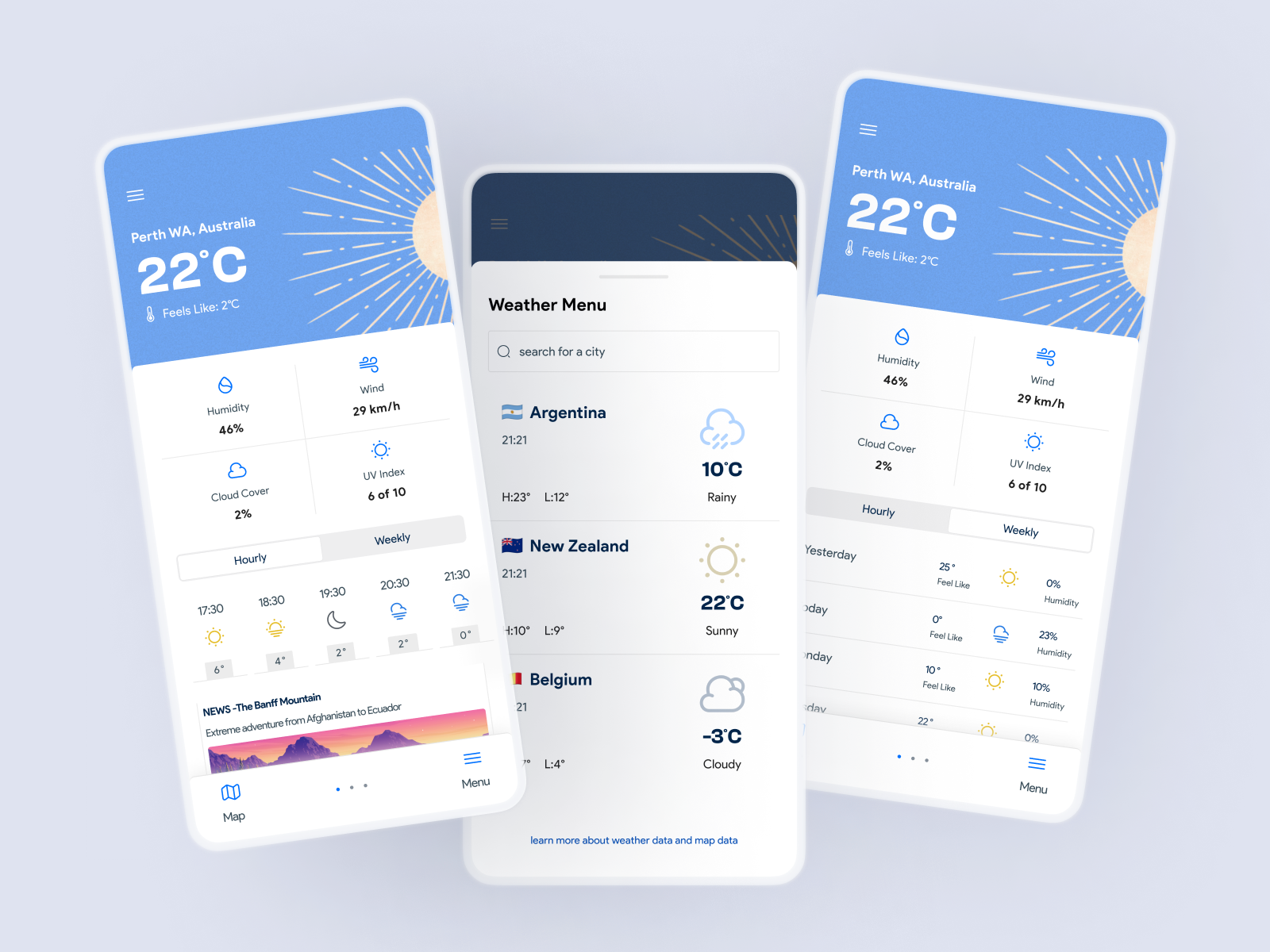 Weather Application app design application bottom sheet climate cloudy minimal mobile app nature rainy switch table temperature toggle ui ui design uiux ux weather weather app weather application