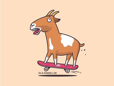 Goat Skater animal cartoon funny goat illustration jump skateboard skateboarding skater tshirt vector