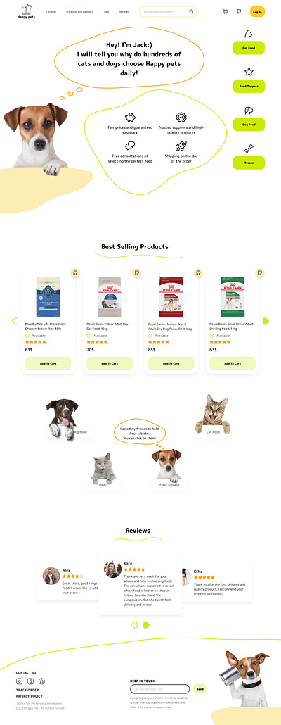 Main Page of Pet food Store branding design ecommerce figma illustration ui ux