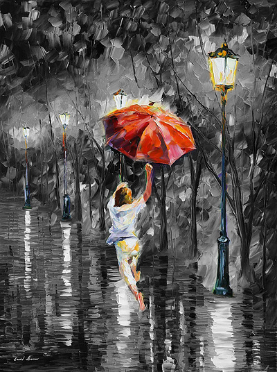 RED UMBRELLA — oil painting on canvas leonidafremov