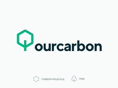 Our Carbon logo branding carbon green logo molecule tree